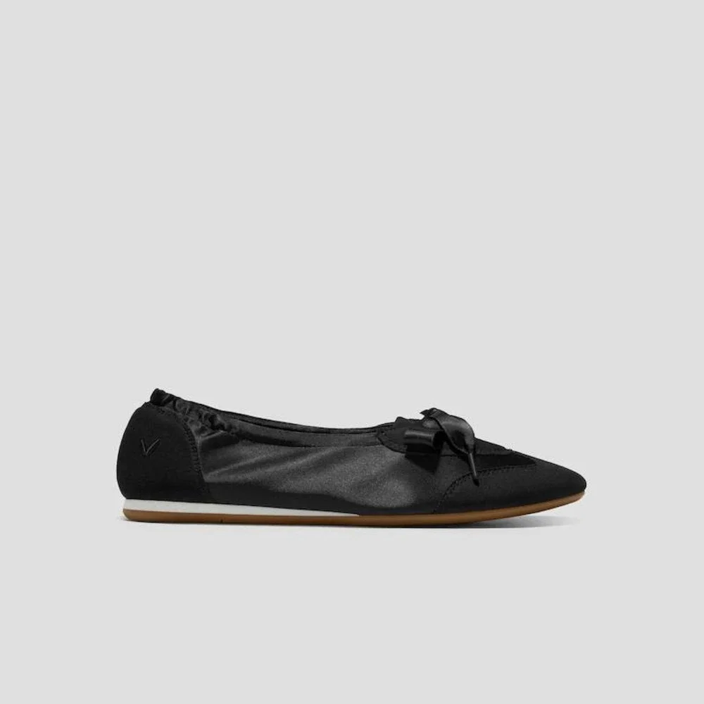 VIVAIA Yanka Black Satin Round Toe Ribbon Lace Sneakerina EU 37 US 6.5 NEW